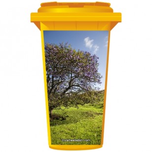 Flowering Tree In A Field Wheelie Bin Sticker Panel